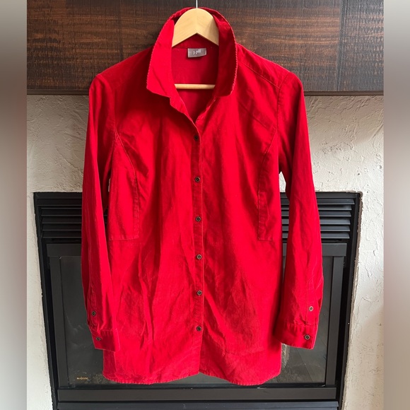 J.Jill Red Corduroy Tunic Button Up - Like New, Sz. Small - Picture 2 of 7